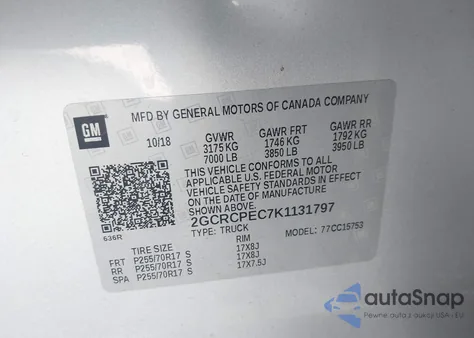 2019 Chevrolet Silverado 1500 Ld Lt z USA, uszkodzony, nr VIN 2GCRCPEC7K1131797